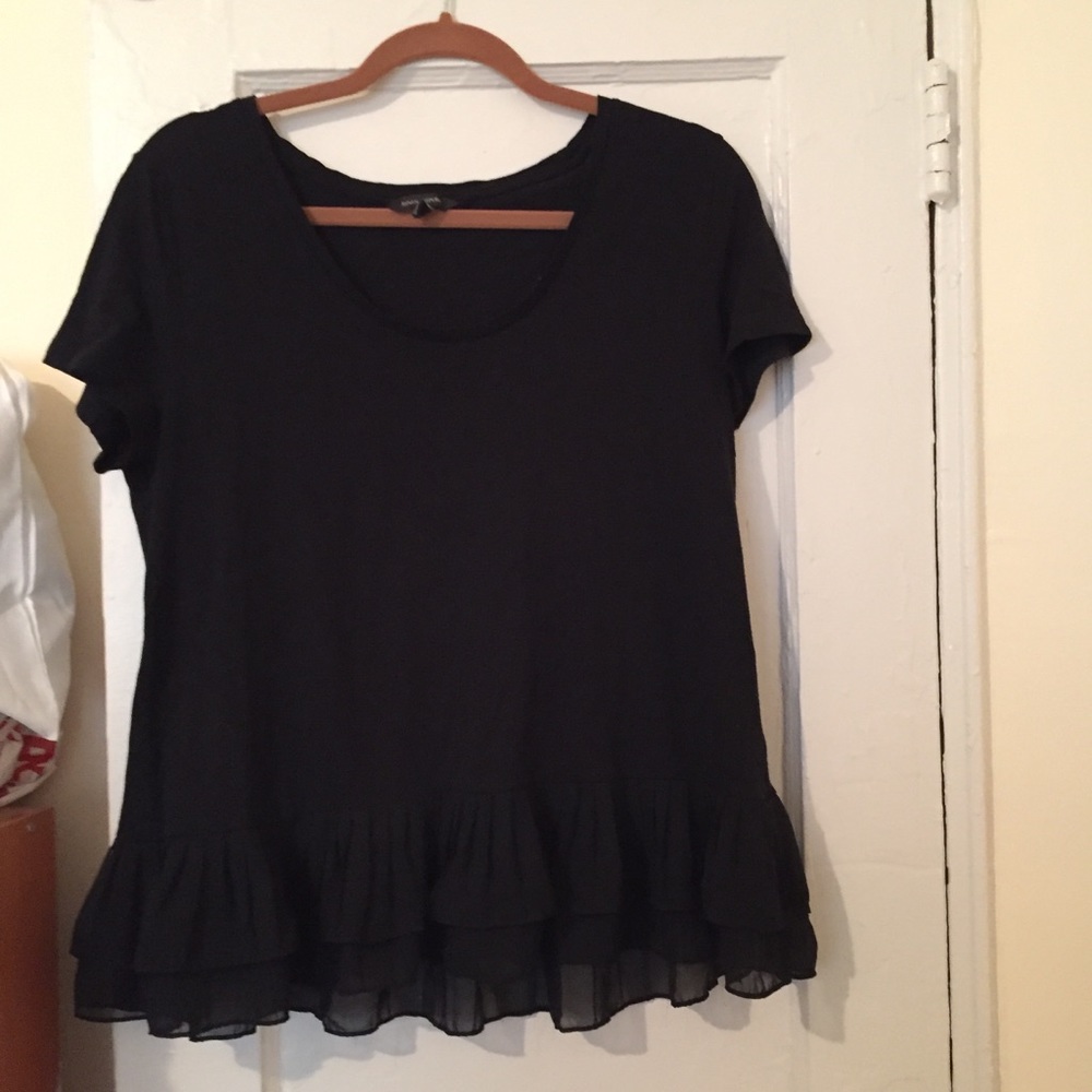 ✨Scoop Neck Tee With Sheer Ruffling✨